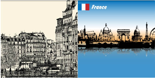 Backgrounds with Paris Set vector