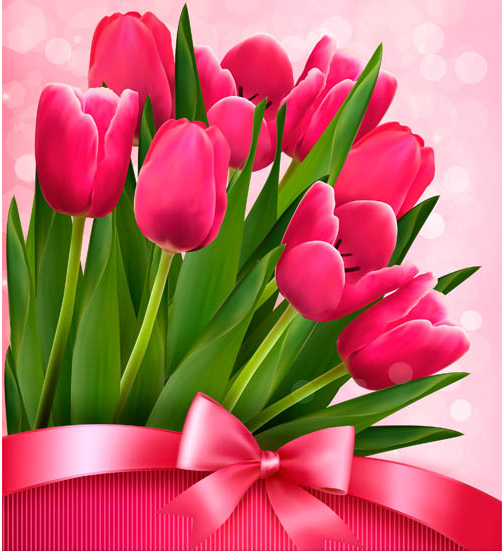 Backgrounds with Tulips design vectors