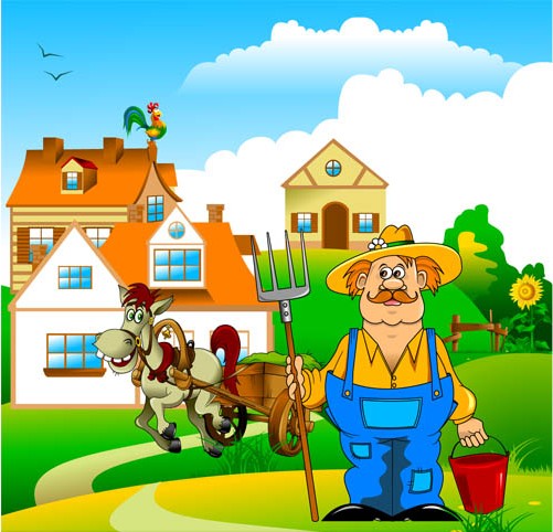 Backgrounds with Village vectors graphics