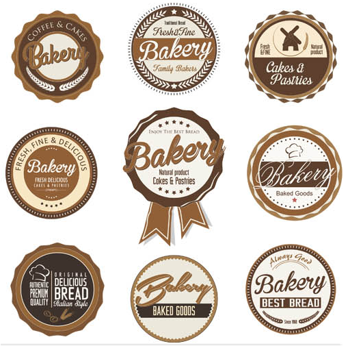 Bakery Vintage Labels Set vector design
