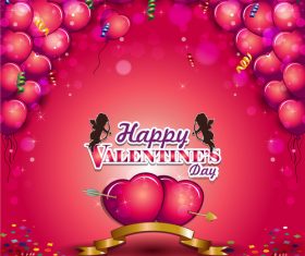 Balloons in heart valentine card vectors