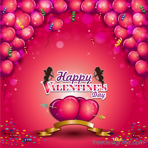 Balloons in heart valentine card vectors