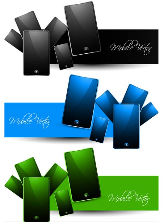 Banners with Smartphones vector