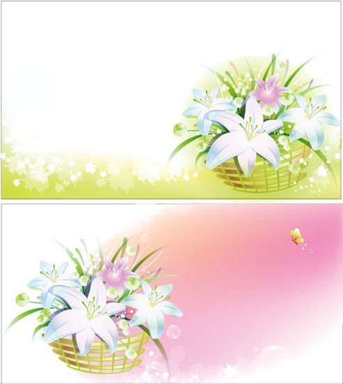 Banners with bouquets vector