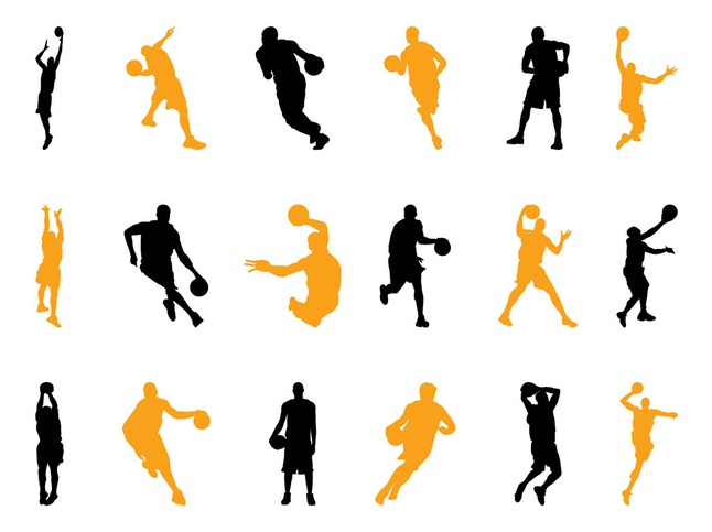 Basketball Players Silhouettes art vector material