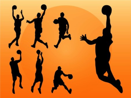 Basketball Players Silhouettes set vector