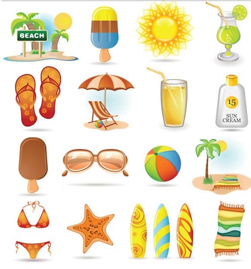 Beach Objects free vector design
