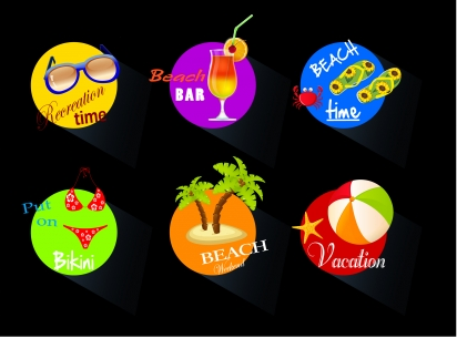 Beach time icons Free vectors