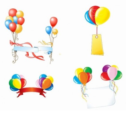 Beautiful Party Balloons Banners Vector Graphic