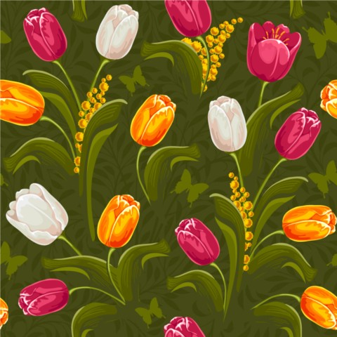 Beautiful tulips plexus vector