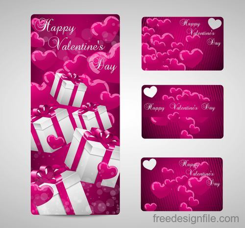 Beautiful valentine day banner with card vector material