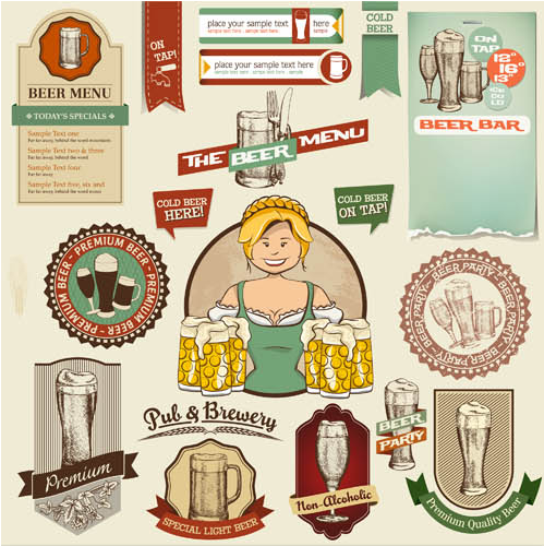 Beer Vintage Labels design vector