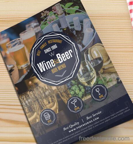 Beer and Wine Menu Cover PSD Template