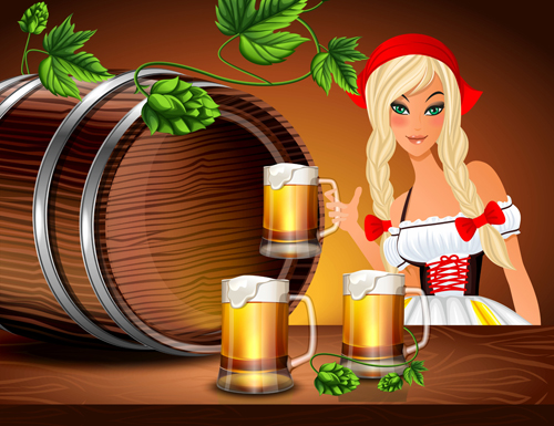 Beer and girl vector
