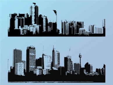 Big City Silhouettes vector set