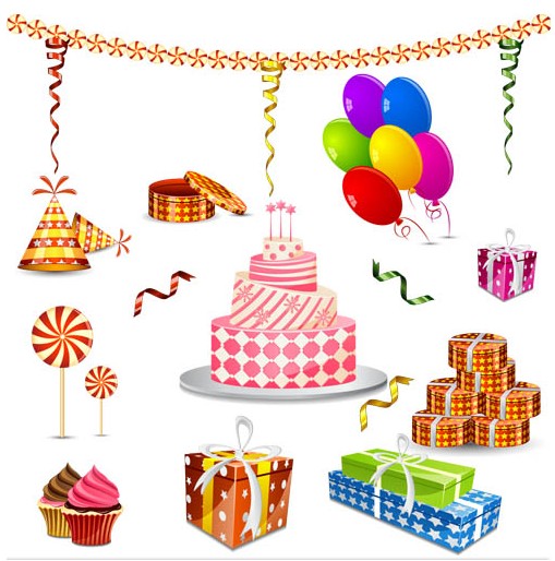 Birthday Accessories vector material