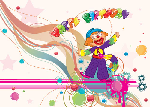 Birthday clown background vector