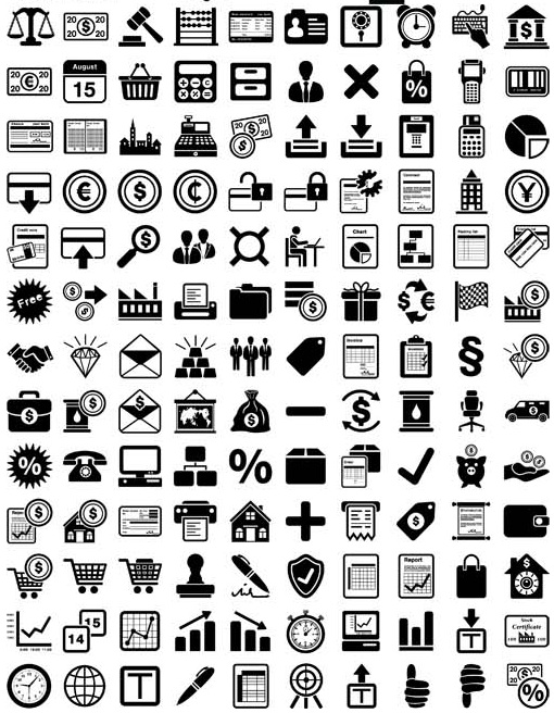 Black Banking Icons vectors material