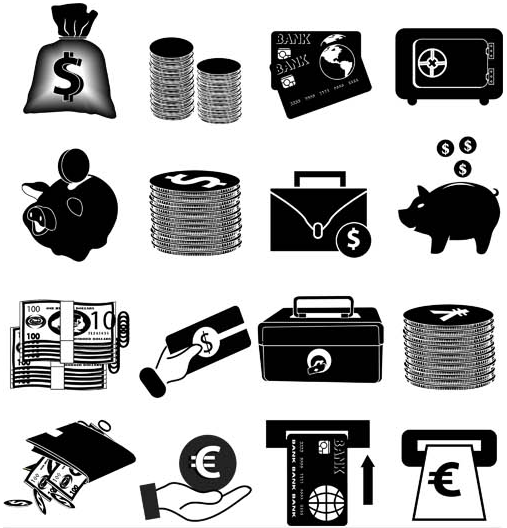 Black Banking Icons 3 vectors