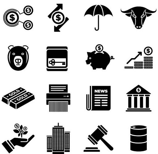Black Business Icons 5 set vector