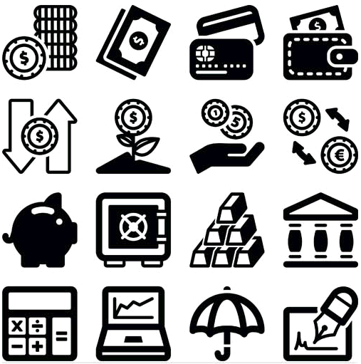 Black Financial Icons vectors graphics