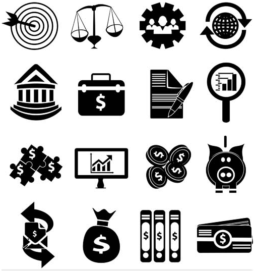 Black Financial Icons 3 vector design