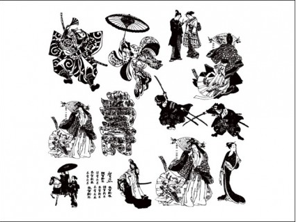 Black Geishand Samurai design vectors