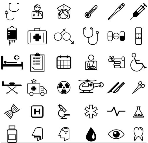 Black Medical Icons vector