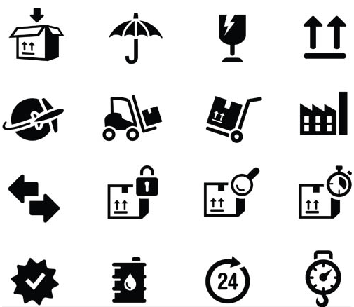 Black Shipping Icons set vector