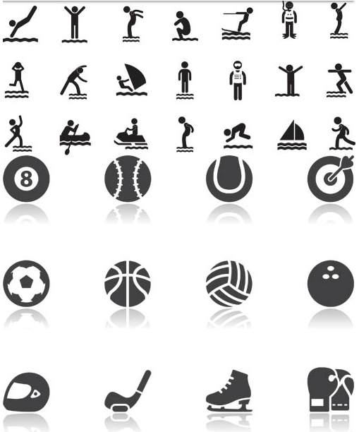 Black Sport Icons Set vector