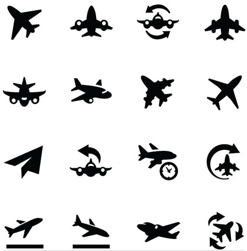 Black Transport Icons Mix vectors graphic