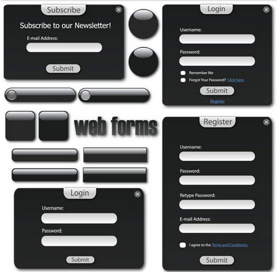Black Web Forms vectors