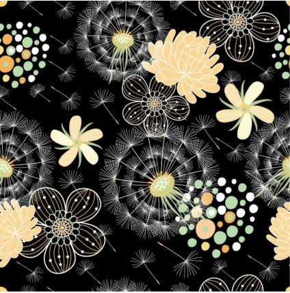 Black background floral 02 vector