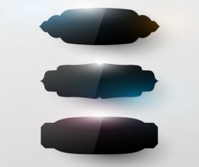 Black glass labels vector set 02
