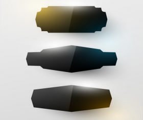 Black glass labels vector set 03