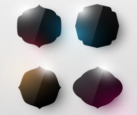Black glass labels vector set 05