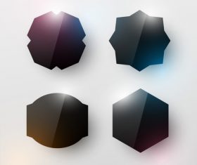 Black glass labels vector set 06