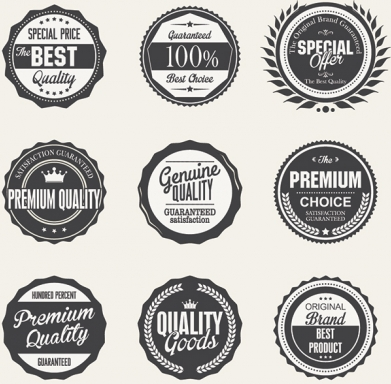 Black premium quality label set vector