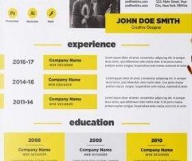 Black with Yellow Resume PSD Template