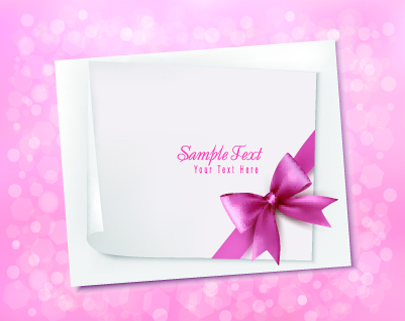 Blank paper and bow cards creative vector