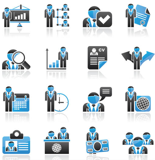 Blue Business People Icons vector