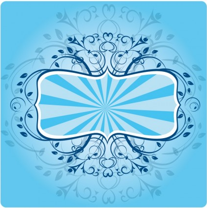 Blue Floral Frame free vector graphics