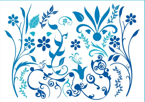 Blue Flower Swirls free vector
