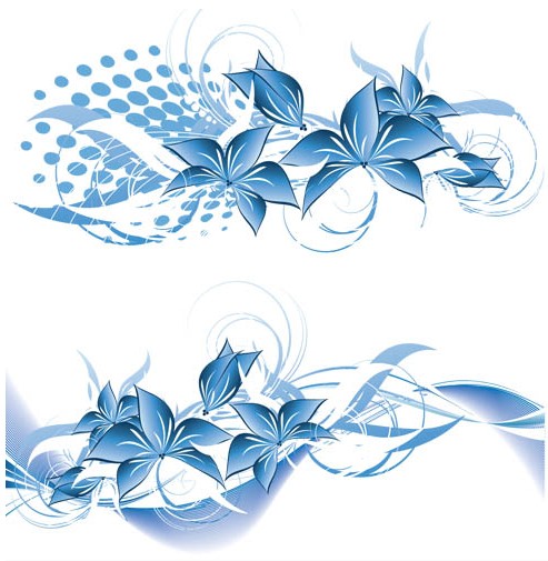 Blue Flowers Elements vector free download