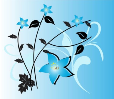 Blue Flowers background set vector