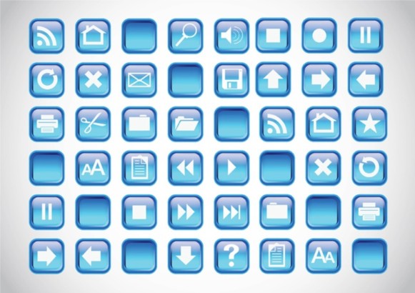 Blue Icons Buttons vector
