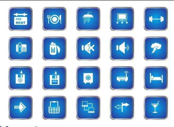 Blue Square Icons vector