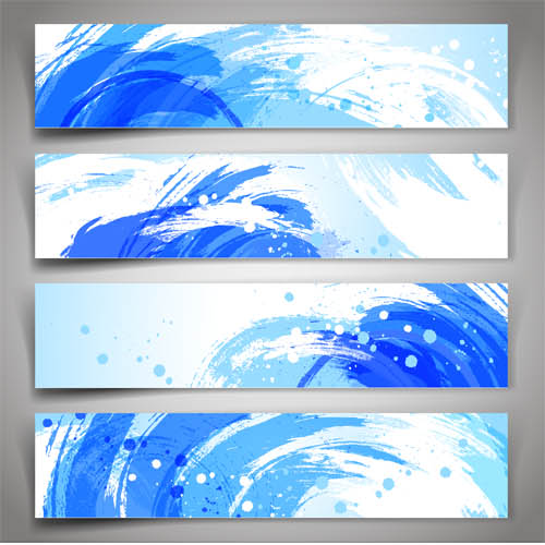 Blue Waves Banners Set vector