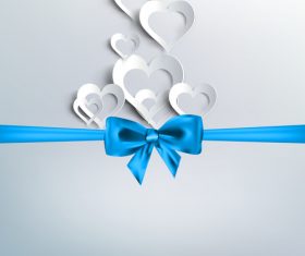 Blue bows with valentine background vector 01