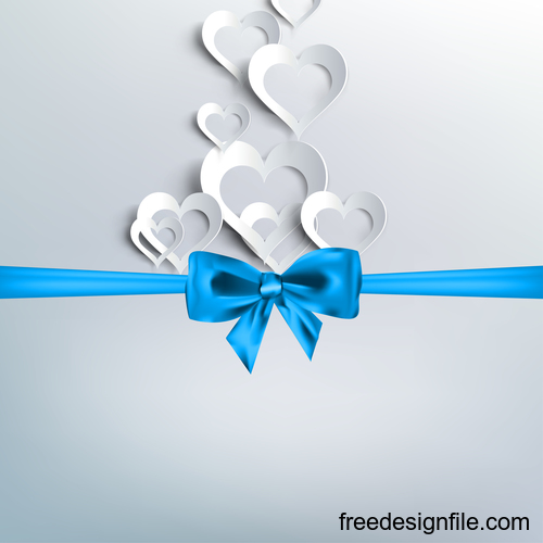 Blue bows with valentine background vector 01